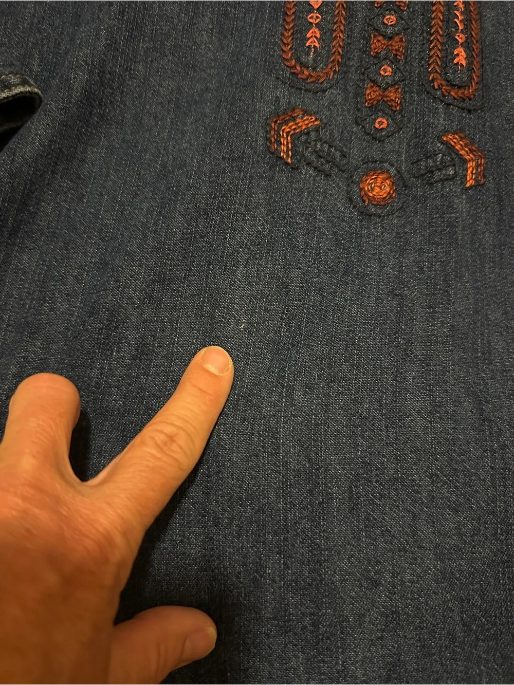 Wrangler Dark Blue Denim Long-Sleeve Embroidered Shirt Dress S - Picture 7 of 9
